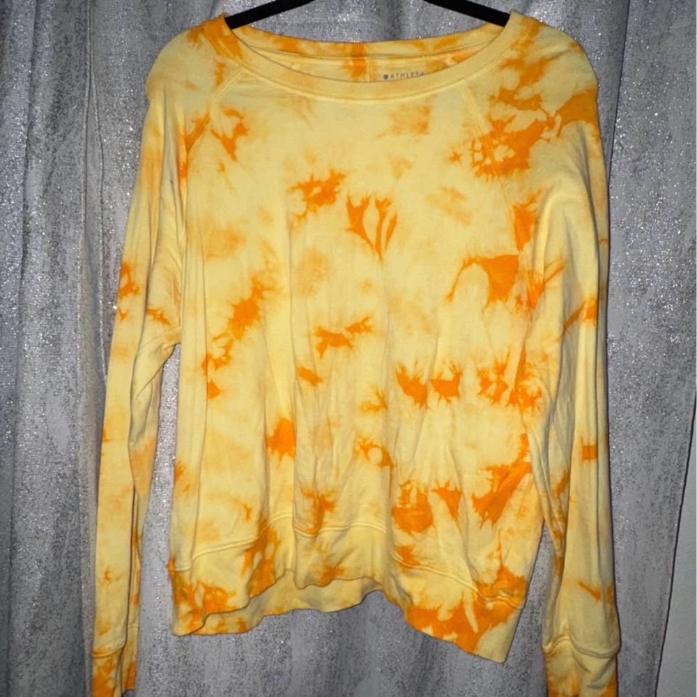 Athleta Yellow & Orange Tie-Dye Crewneck Sweatshirt